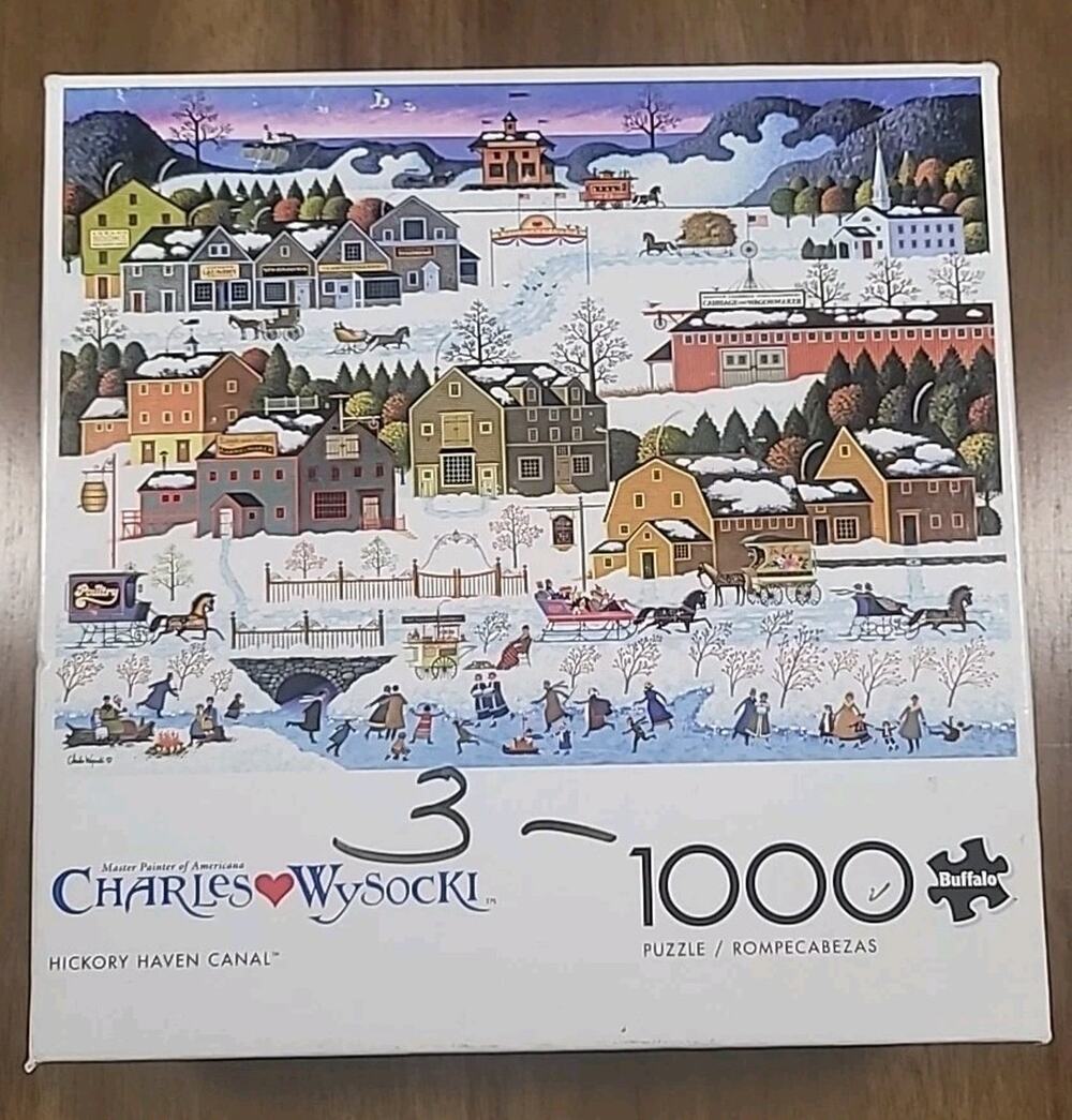 BUFFALO 1000-Piece Jigsaw Puzzle Charles Wysocki "HICKORY HAVEN CANAL" Complete